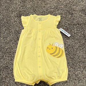 NWT Carter's Yellow Baby Bee Romper 24m